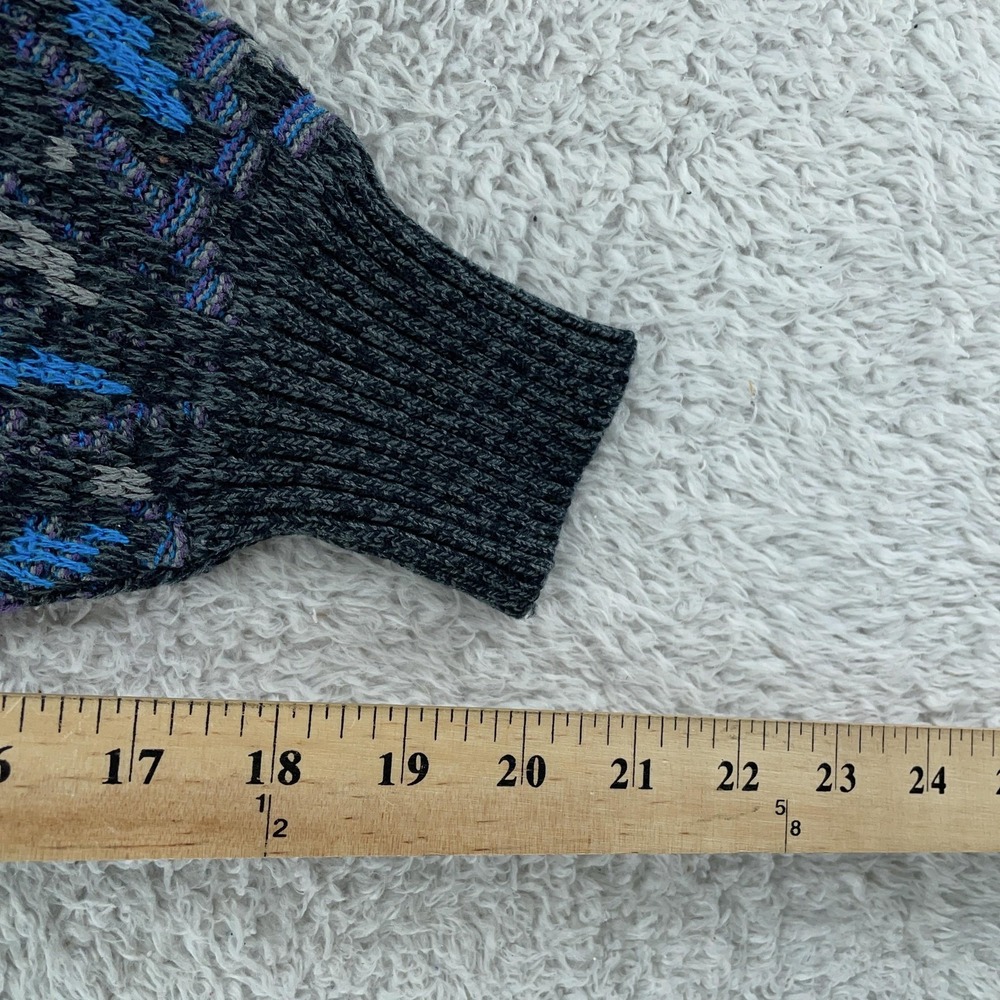 Vintage Michael Gerald 3d Textured Knit Sweater Mens XS Abstract Gray Blue 90s - Picture 6 of 7